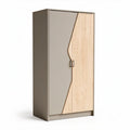 Armoire de rangement en bois et métal 180 x 90 x 40cm deux portes couleur beige et bois naturel