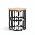 Table d'appoint hexagonale en bois et métal noir 30 x 30 x 45cm