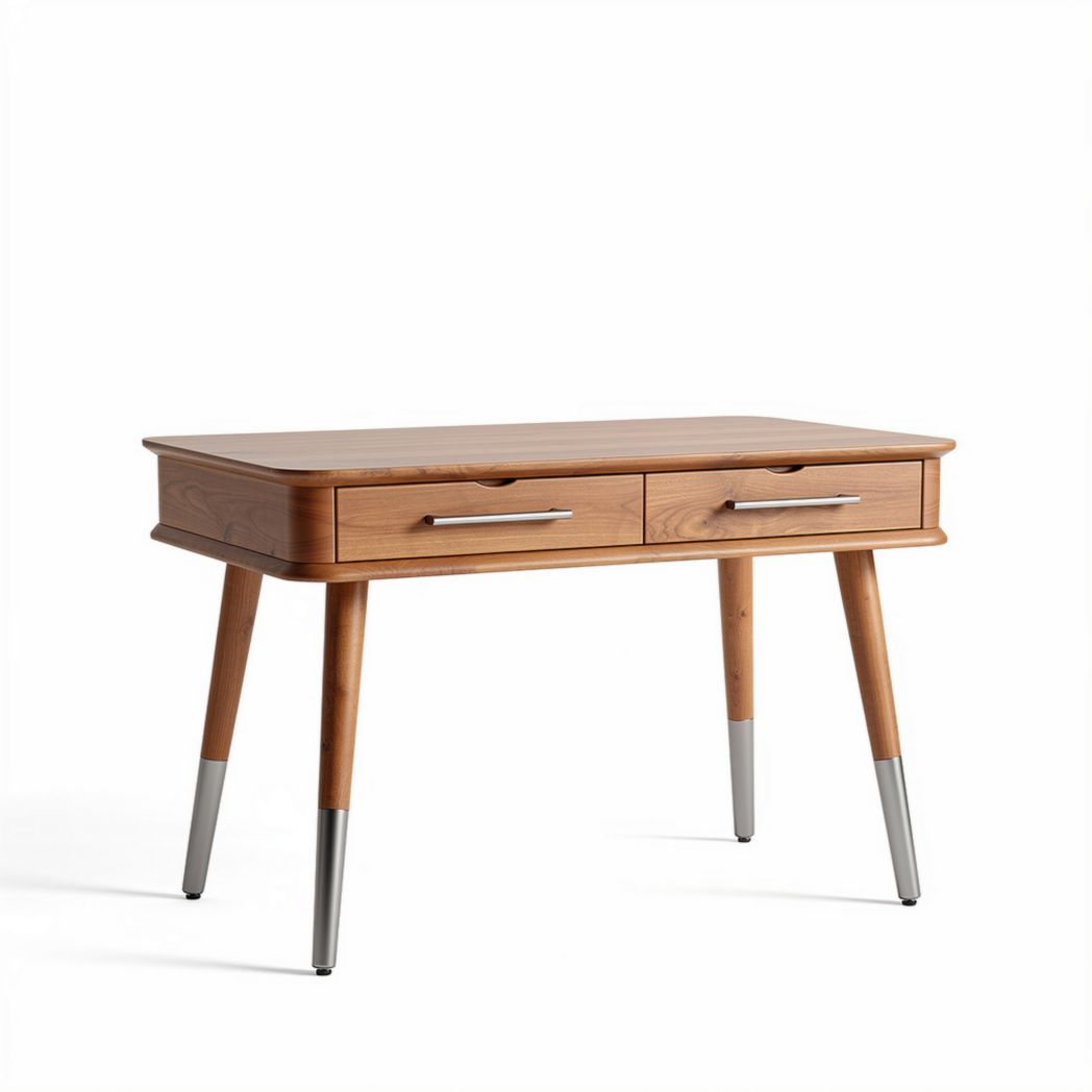 Bureau en bois de bambou avec deux tiroirs 120 x 60 x 75cm couleur naturelle