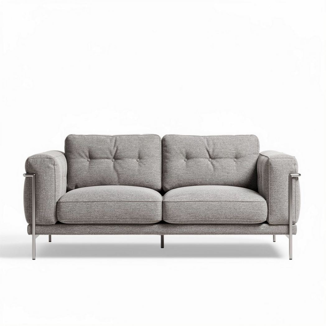 Canapé en tissu gris avec structure en métal dimensions 180 x 85 x 75cm