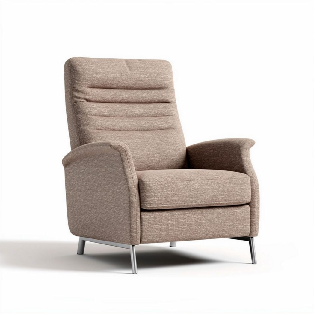 Fauteuil relax en tissu beige avec repose-tête et accoudoirs 80 x 85 x 100cm