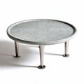 Table basse ronde en béton avec motifs 60 x 60 x 40cm et pieds en métal inoxydable