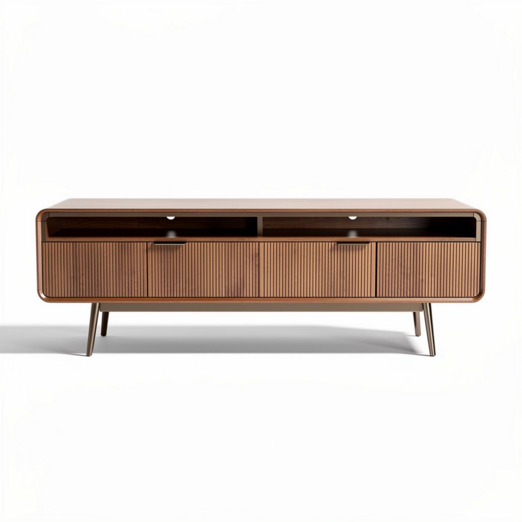 Meuble télé en bois clair avec deux tiroirs dimensions 120 x 45 x 50cm